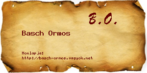 Basch Ormos névjegykártya